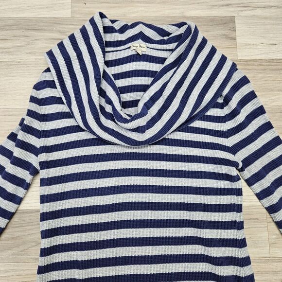 Chip And Pepper Anthropologie Womens Blue Gray Stripe Waffle Cowl Neck... - Picture 5 of 9